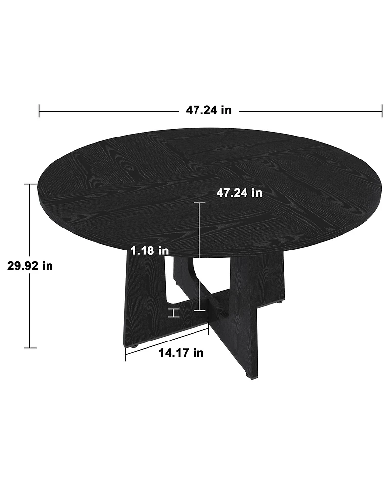 Flynama 47 Inch Round Wood Grain Dining Table