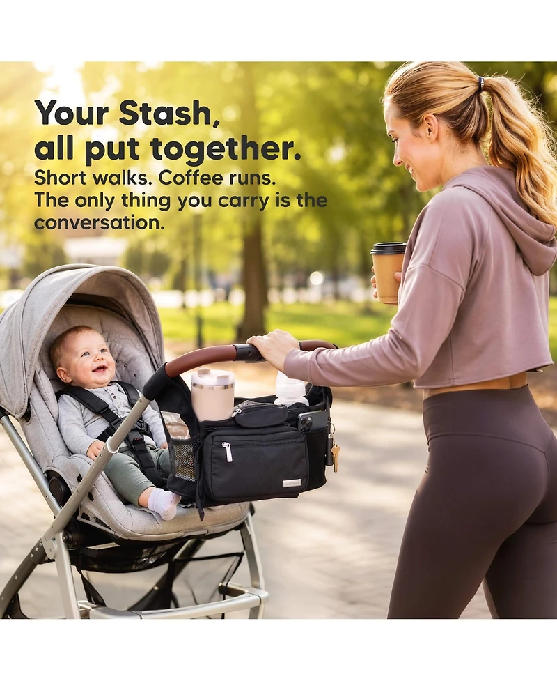 KeaBabies Stash Stroller Organizer Bag, Storage Caddy with Cup Holders, Fits Most Strollers and Wagons