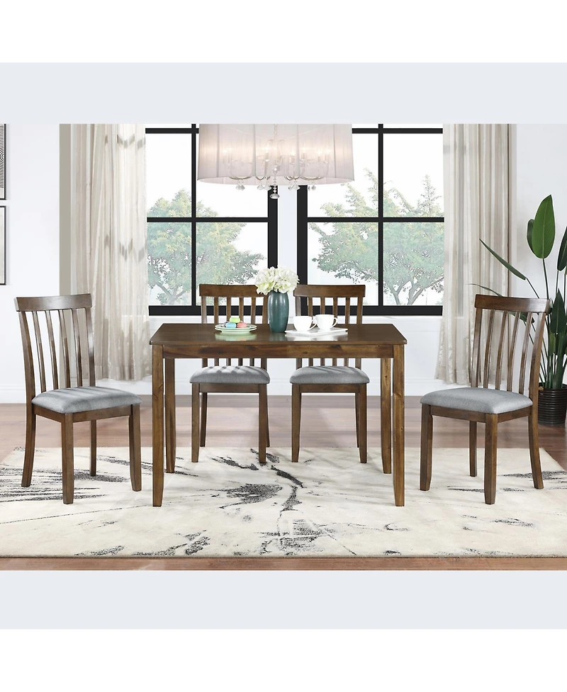 Flynama 45.5 Inch Rectangular Wooden Dining Table, Solid Wood Frame Mdf Veneer 4-Seater Kitchen Table