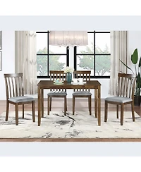 Flynama 45.5 Inch Rectangular Wooden Dining Table, Solid Wood Frame Mdf Veneer 4-Seater Kitchen Table