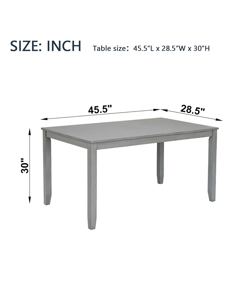 Flynama 45.5 Inch Rectangular Wooden Dining Table, Solid Wood Frame Mdf Veneer 4-Person Kitchen Table