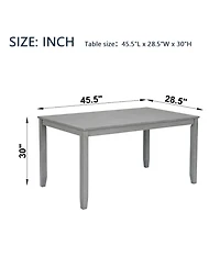 Flynama 45.5 Inch Rectangular Wooden Dining Table, Solid Wood Frame Mdf Veneer 4-Person Kitchen Table