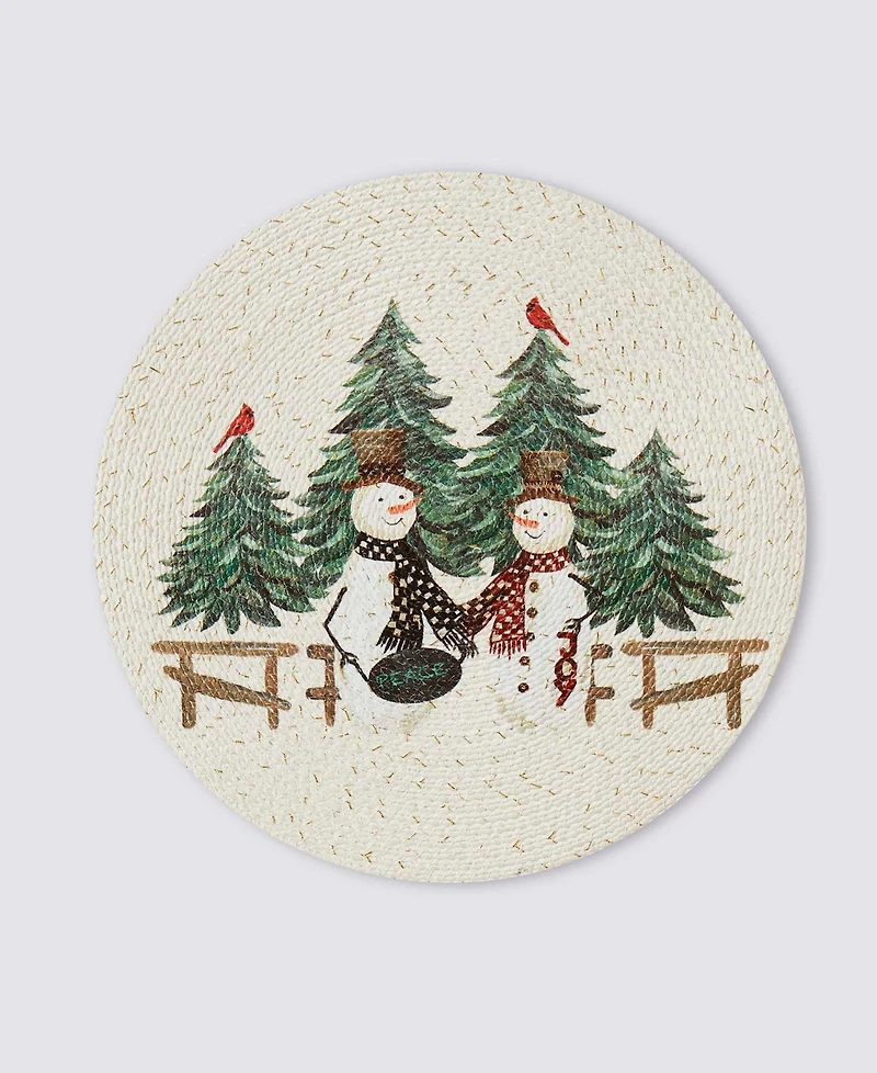 Avanti Country Snowman Woven Braided Round Placemats, Set of 4