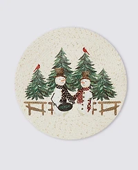 Avanti Country Snowman Woven Braided Round Placemats, Set of 4