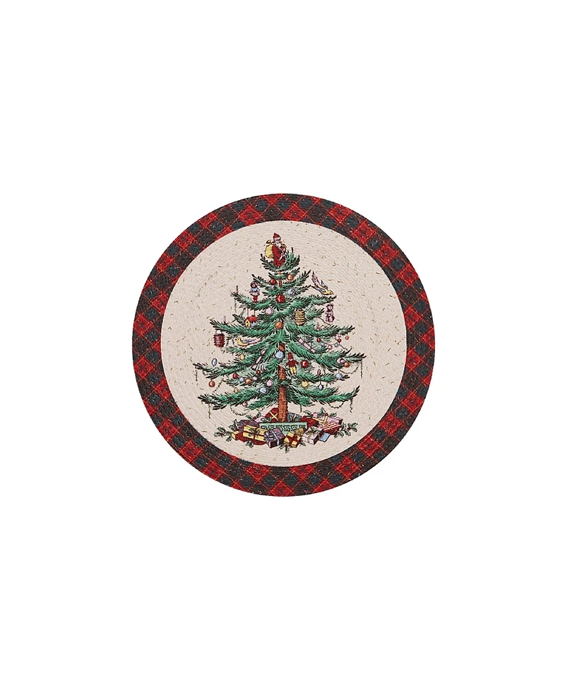 Spode Christmas Tree Tartan Braided Placemats, Set of 4