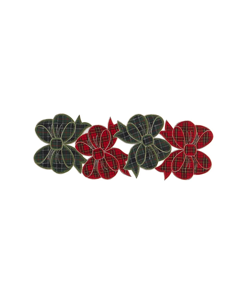 Avanti Plaid Bows Table Centerpiece Runner, 14" x 36"
