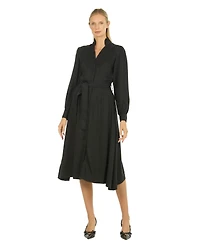 Super Natural by Secret Mission Women's Embroidered Shirt Midi Dress with Self Belt