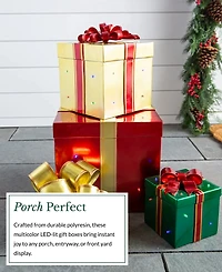 Balsam Hill Outdoor Stackable Lighted Christmas Gifts, Set of 3