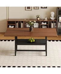 flynama 71-Inch Wood Grain Dining Table with Storage Shelf