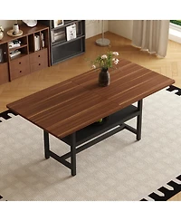 flynama 71-Inch Wood Grain Dining Table with Storage Shelf