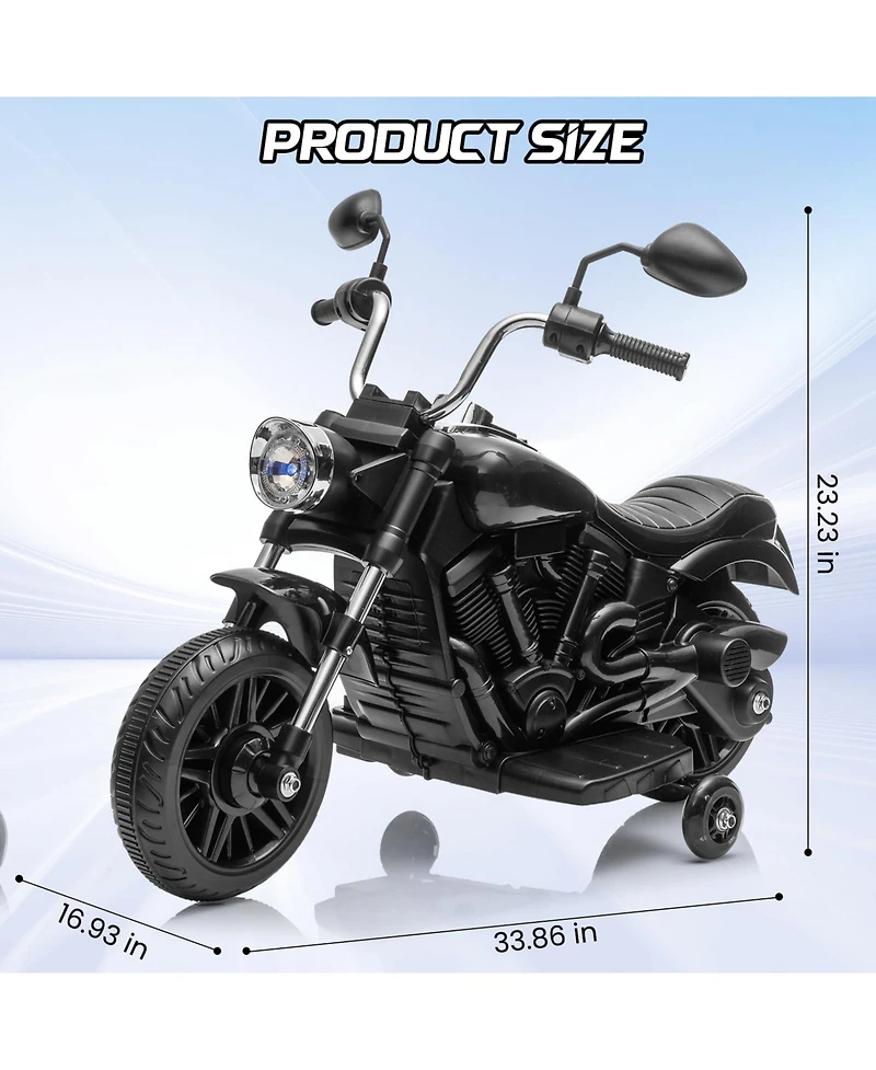 homfan 12V Electric Motorcycle with Removable Training Wheels Ride-On Toy, 66 lbs Capacity, Ages 3-5