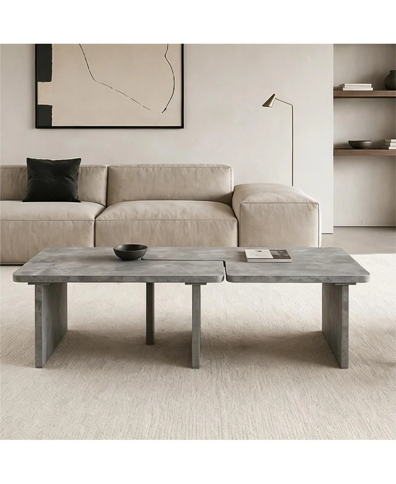 Streamdale Furniture Modular Concrete Coffee Table Set of 2