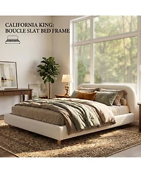 Streamdale Furniture California King Upholstered Boucle Bed with Curved Headboard
