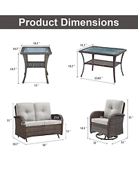 Bellefurn 5 -Piece Wicker Patio Sofa Conversation Set with Cushions