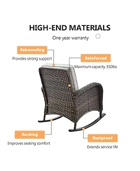 Bellefurn 8-Piece All-Weather Outdoor Wicker Backyard Family Conversation Set with Glider Loveseat, Rocking Chairs, Swivel Chairs and Tables