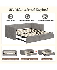 Streamdale Furniture Twin Upholstered Daybed with Pop-Up Trundle, Twin to King