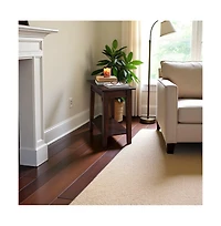 Starlight Canyon Home Brown Rectangular Chairside Table, 24 Inch Mahogany Side Table with Shelf