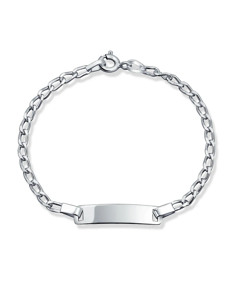 Bling Jewelry Dainty Thin Name Identification Id Bracelet Curb Link .925 Sterling Silver Small Wrist