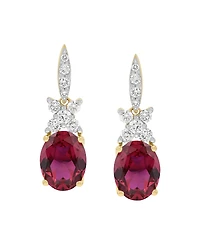 Grown With Love Lab-Grown Ruby (4-1/5 ct. t.w.) & Lab-Grown Diamond (1/2 ct. t.w.) Drop Earrings in 14k Yellow Gold