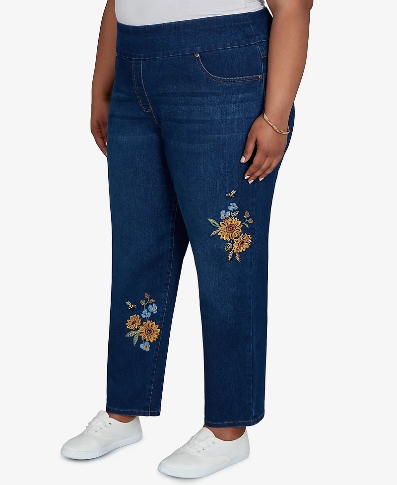 Alfred Dunner Plus Pull-On Cropped Denim Pants