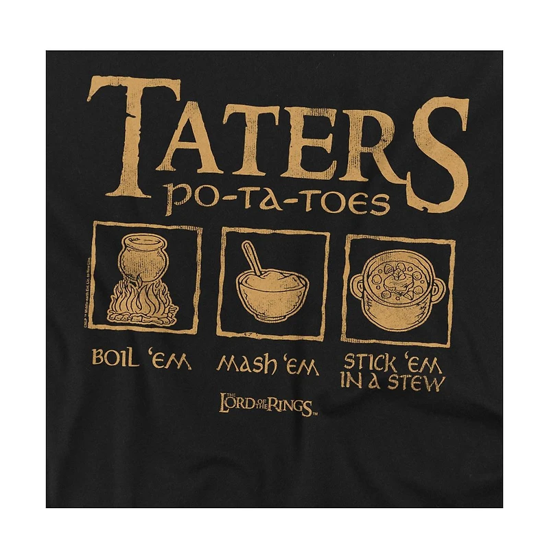Lord Of The Rings Men's Graphic Long-Sleeve Taters Cotton Crewneck Sweatshirt