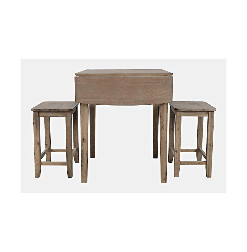 Jofran Coastal Wire-Brushed Acacia Three Piece Backless Counter Height Dining Set