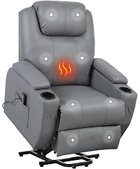 gaomon Electric Power Lift Recliner Chair with Heat and 8-Point Massage, Pu Leather, Storage and Cup Holders