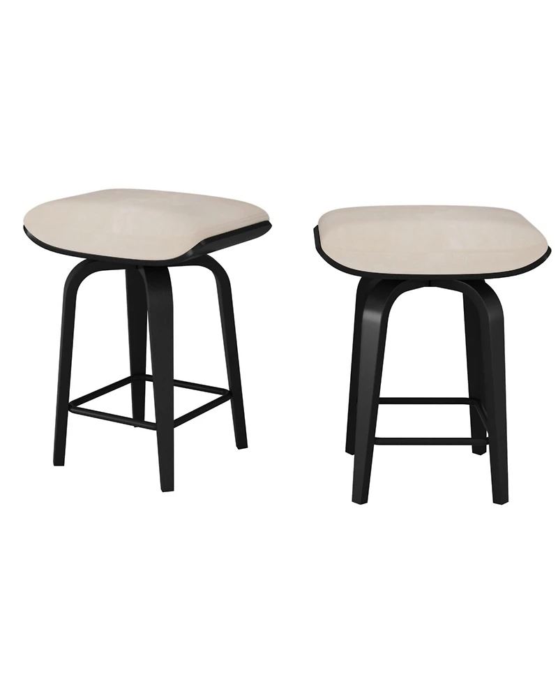 gaomon Set of 2 26" Backless Swivel Counter Stools with Flannel Saddle Seat and Bentwood Legs