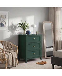 27.5" 3-Drawer Dresser with Lacquered Finish and Gold Knobs, Modern Nightstand