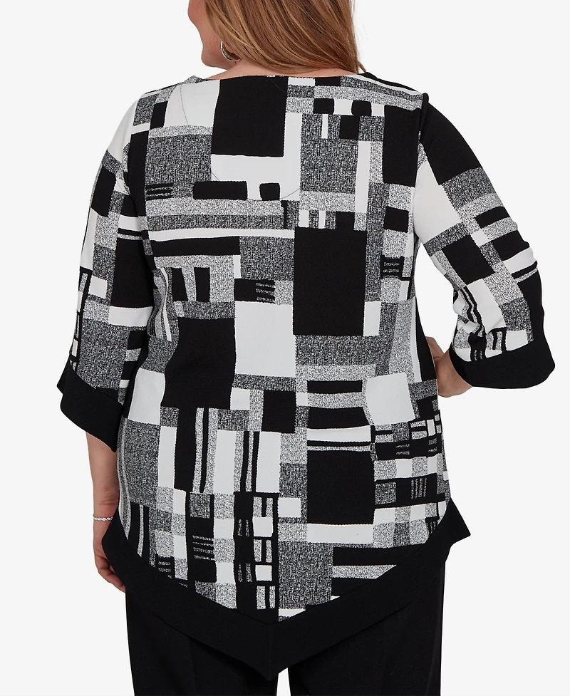Alfred Dunner Plus Crewneck 3/4-Sleeve Tunic Top