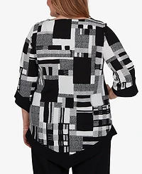 Alfred Dunner Plus Crewneck 3/4-Sleeve Tunic Top