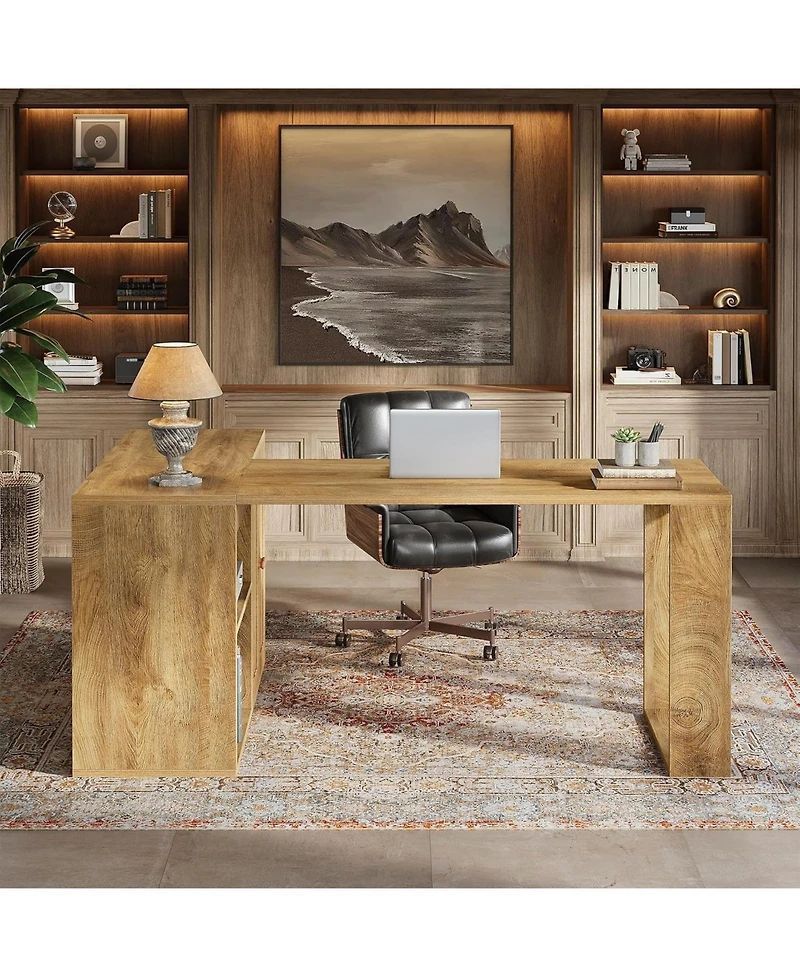 Tribesigns L Shaped Executive Desk with Storage Cabinet, Corner Desk