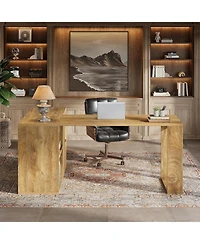 Tribesigns L Shaped Executive Desk with Storage Cabinet, Corner Desk