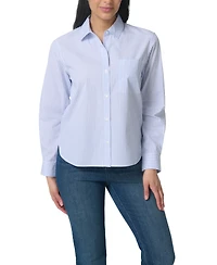 Gloria Vanderbilt Women's Point Collar Long-Sleeve Striped Shirt