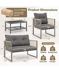 Gymax Set Of 4 Patio Furniture Set Pe Rattan Conversation Sofa Set with Thick Cushions