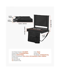 Sugift 17 Inch Folding Bleacher Seat with Back Support Shoulder Strap and Cup Holder