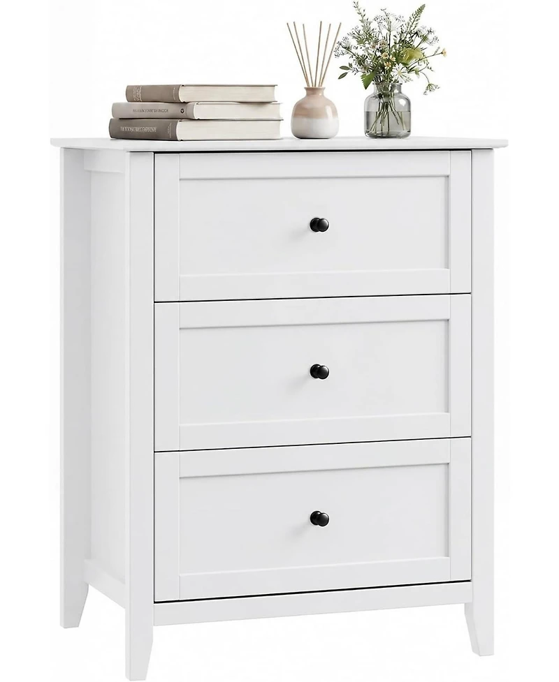 Gaomon 27.5" 3-Drawer Dresser with Lacquered Finish and Gold Knobs