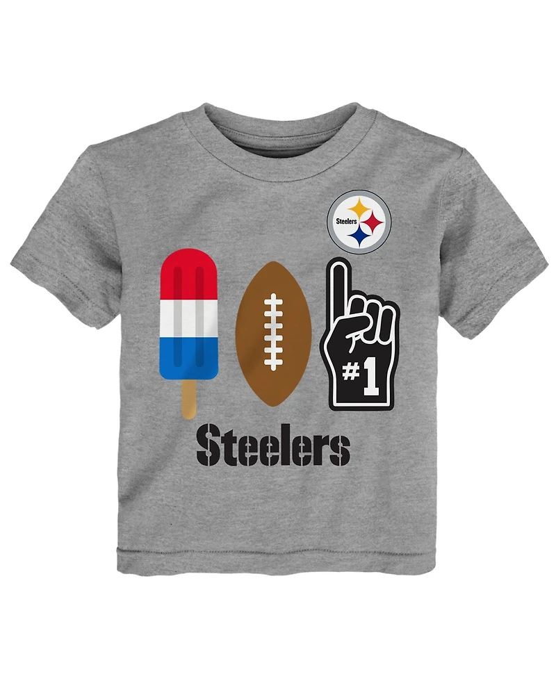 Nfl Toddler Heather Gray Pittsburgh Steelers Americana Pop T-Shirt