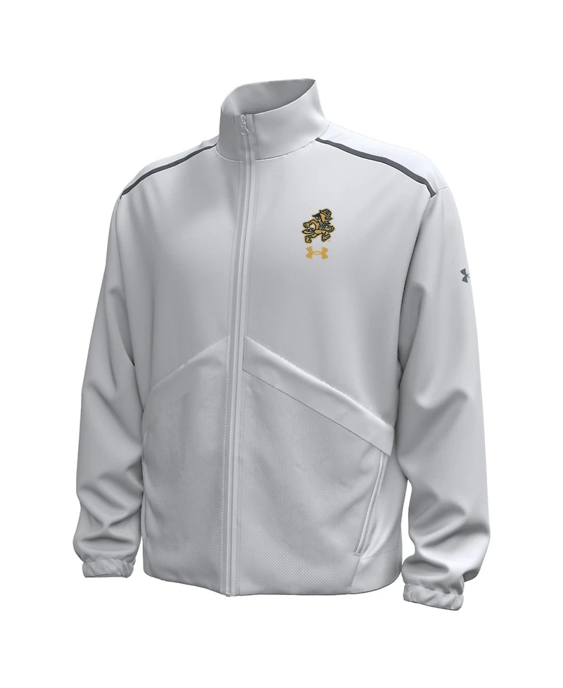 Under Armour Men's 1 Gray Notre Dame Fighting Irish Wear Green Unstoppable Woven Full-Zip Jacket