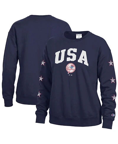 Champion Women's New York Yankees Fleece Americana Crewneck Sweatshirt