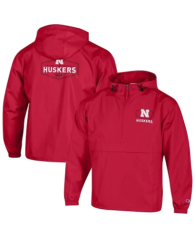 Champion Men's Scarlet Nebraska Huskers Delay Packable Half-Zip Jacket