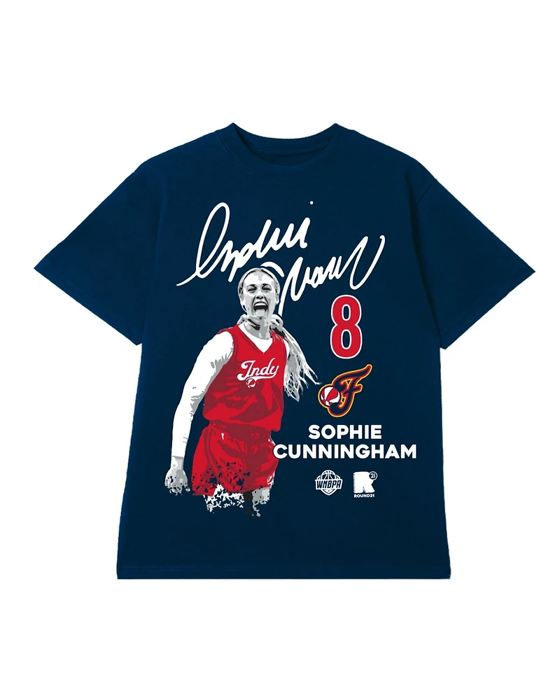 Round21 Men's and Women's Sophie Cunningham Navy Indiana Fever Player Graphic T-Shirt