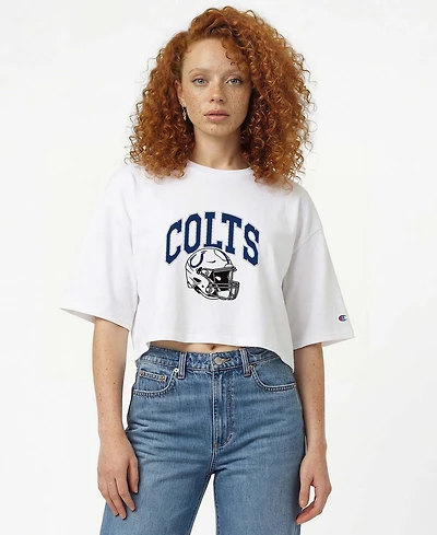 Champion Women's Indianapolis Colts Boyfriend Cropped Oversized T-Shirt