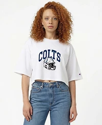 Champion Women's Indianapolis Colts Boyfriend Cropped Oversized T-Shirt