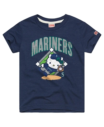Homage Big Boys and Girls Navy Seattle Mariners Hello Kitty x Mlb Tri-Blend T-Shirt