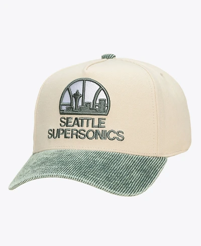 Mitchell & Ness Men's and Women's Cream/Green Seattle Supersonics Faded Pro Snapback Hat