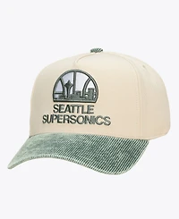 Mitchell & Ness Men's and Women's Cream/Green Seattle Supersonics Faded Pro Snapback Hat