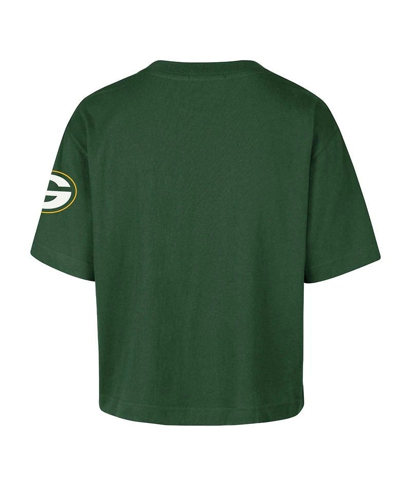 '47 Brand Women's Green Bay Packers Call Out Reed City Relaxed-Fit Cropped T-Shirt
