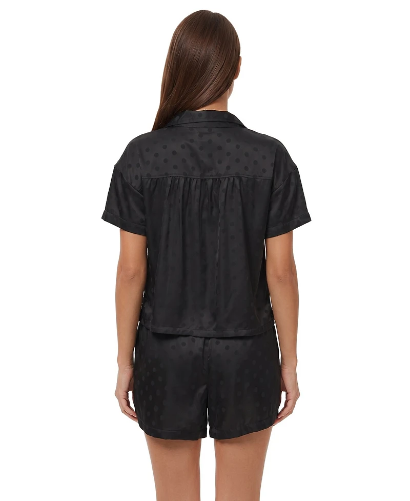Concepts Sport Women's Philadelphia Eagles Wink Dot Satin Jacquard Polka Button-Up Shirt and Shorts Set