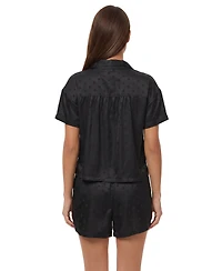 Concepts Sport Women's Philadelphia Eagles Wink Dot Satin Jacquard Polka Button-Up Shirt and Shorts Set